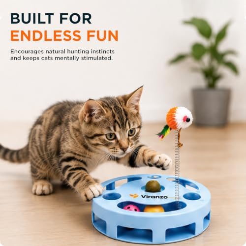 4 Interactive Cat Toy with Catnip Ball, Dual Rolling Balls & Feather Teaser - Image 3