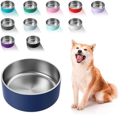 WENBOKMIN Dog Bowl, Stainless Steel Food and Water Bowl, 64oz, Blue | Non Slip Quiet Bottom, Easy to Clean, Dishwasher Safe by Wenbokmin