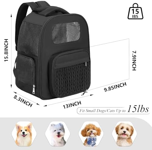 Pet Backpack Carrier for Small Dogs Cats, Airline Approved Travel Bag with Breathable Mesh, Lightweight Foldable Dog Carrier Backpack for Puppies & Kittens up to 15 lbs - Image 2
