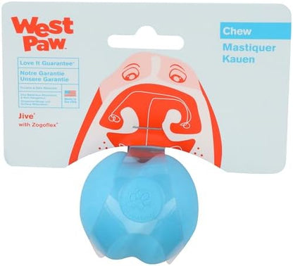 WEST PAW Zogoflex Jive Ball Dog Chew Toy – Bouncing Toys for Dogs, Fetch, Catch, Chewing, Play – Floatable, Recyclable Balls – Latex-Free, Non-Toxic, Dishwasher Safe Dog Toy, X-Small 2", Aqua Blue by WestPaw