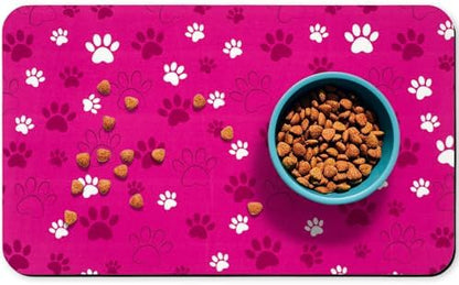 Dog Food Mat, Absorbent Water Bowl Mats Cat Pet Feeding Placemats Pink 20 * 12 inch by Zoeeya