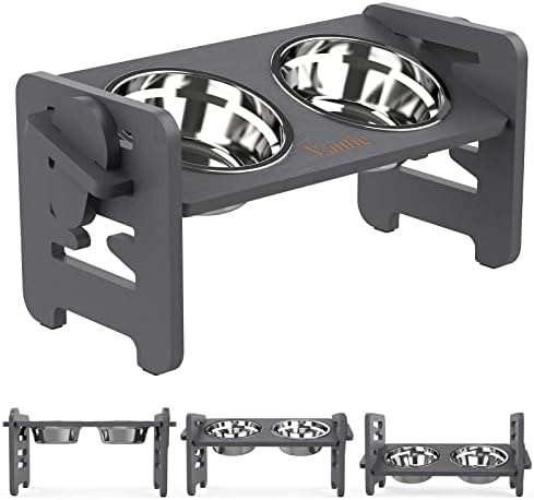 Vantic Elevated Dog Bowls, Raised Dog Bowl Stand Adjustable Small, Gray by Vantic