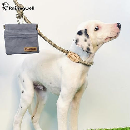 Raisingwell Dog Treat Pouch, Small Cotton Pocket Sized Training Holder, Hand Free Walking Fanny Bag with Carabiner, Self-Closing Pet Feed Snack Reward, Behavior Aids for Puppy Travel or Outdoor (Grey) - Image 5