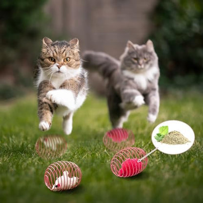 Jecery 5 Pcs Cat Toys Spring,Catnip Rats,Bright Color - Image 6