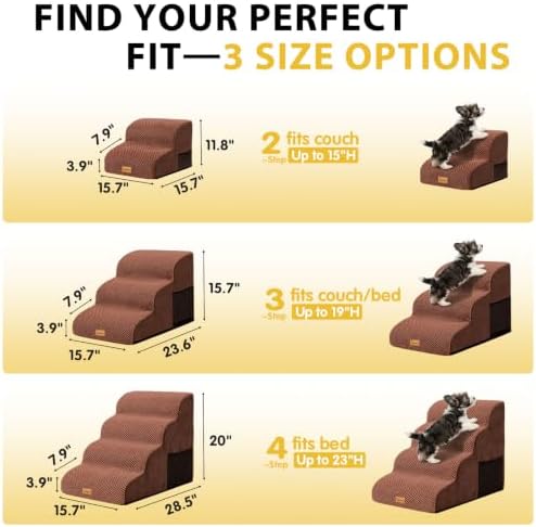 Dog Stairs for Small Dogs, 3-Step Non-Slip Foam Pet Steps for Couch Bed - Image 2
