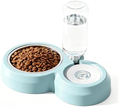 Double Dog Bowls, Cat Food & Water Bowl Set with Water Dispenser by YSHOME%26PET