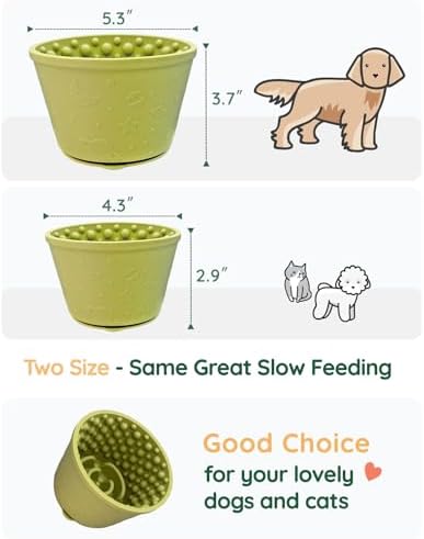 2-in-1 Licking Toy & Silicone Slow Feeder Bowls with Suction Cup - Non-Slip Mat for Bored Small Breed Dogs, Anxiety Relief, Anti-Choking (4.3" x 2.9", Green) - Image 4