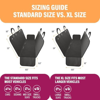 Active Pets Waterproof Hammock Standard Car Seat Cover, Fits Sedans Hatchbacks Crossovers Coupes Compact Vehicles, Secure Convertible Travel Bed Protects Backseat Cargo from Dogs, Black w/Black Trim - Image 5