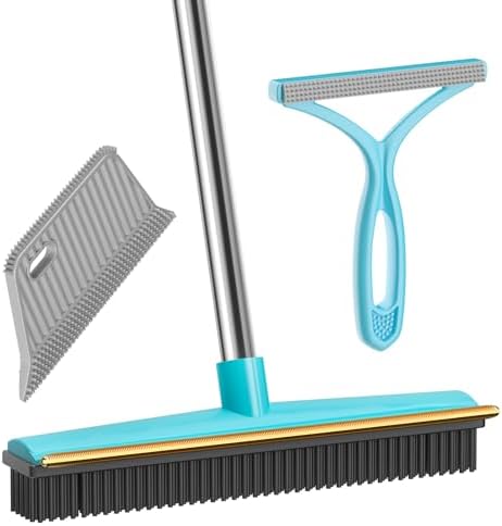 SOCCSO Carpet Rake Pet Hair Remover, 60" Long Rubber Broom, 3 Pack by SOCCSOPetHairRemover