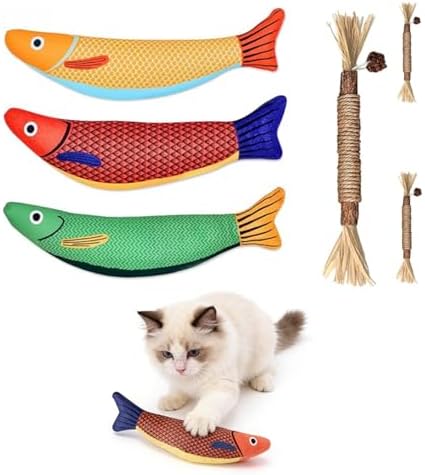 6 Pack Catnip Toys for Indoor Cats, Interactive Cat Toys with Catnip, Chew Kicker, Cat Chew Toy for Adult Cats & Kitten by TAEAFER