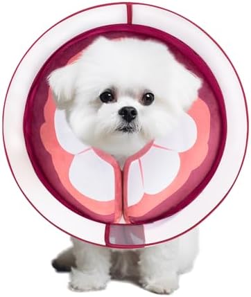 Inflatable Dog Cone Collar for Large Medium Small Dogs, Soft Dog Donut Collar Adjustable Recovery Cone for Pets After Surgery, Extra Enhanced Anti-Licking Guard Shield (Mangosteen, Medium) by Mariyago