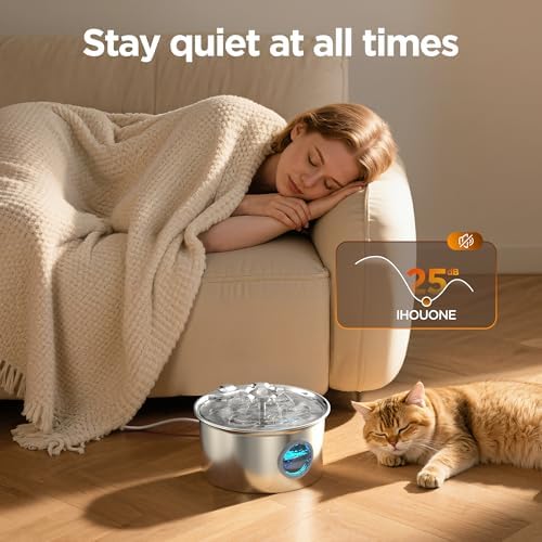 Stainless Steel Cat Water Fountain: 88oz/2.6L Pet Fountain for Drinking - Image 5