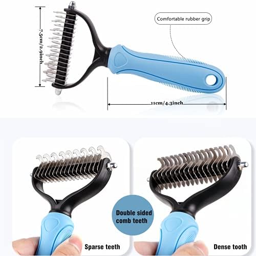 Long Tooth Undercoat Grooming Rake + Curved-Tooth Detangling Comb - Image 5