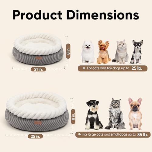 FUKUMARU Cute Round Cat Bed, Calming Donut Small Dog Beds, Washable - Image 6
