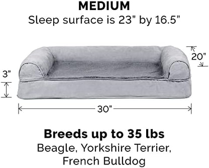 Furhaven Memory Foam Dog Bed for Medium/Small Dogs w/ Removable Bolsters & Washable Cover, For Dogs Up to 35 lbs - Plush & Suede Sofa - Gray, Medium - Image 2