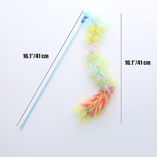 IUHKBH Cat Wand Toys, 3 PCS Interactive Kitten Toys Cat Teaser Wand with Soft Furry Tail Feather Wands with Bell