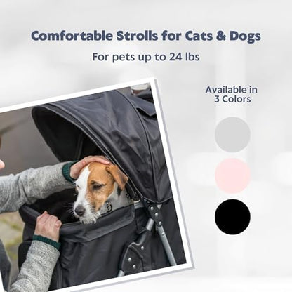 TRIXIE Foldable Pet Stroller for Cats and Dogs, Pet Carrier Strolling Cart with Weather Cover, Storage Basket, Cup Holder, Black - Image 2
