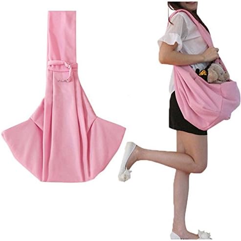Pet Sling Carrier Bag Travel Tote for Cats Dogs, Up to 16 lbs (Pink) - Image 2