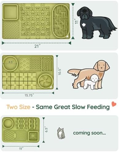Slow Feeder Bowl for Dogs and Cats, Silicone Lick Mat & Snuffle Mat with Suction Cups - Interactive Puzzle Feeder, Slow Eating, Keep Busy and Reduce Vomiting (15.75" x 10.5" Green) - Image 6