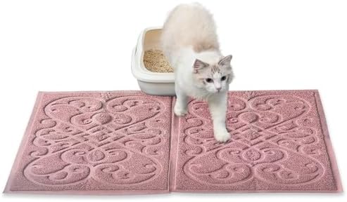 PetLike 2pk 30x18 inch Cat Litter Box Mat, Thick Kitty Litter Trapping Mat, Durable,Waterproof &Washable with Non-Slip Backing, Soft on Kitty Paws and Easy to Clean, BPA Free by PetsLikePetLike