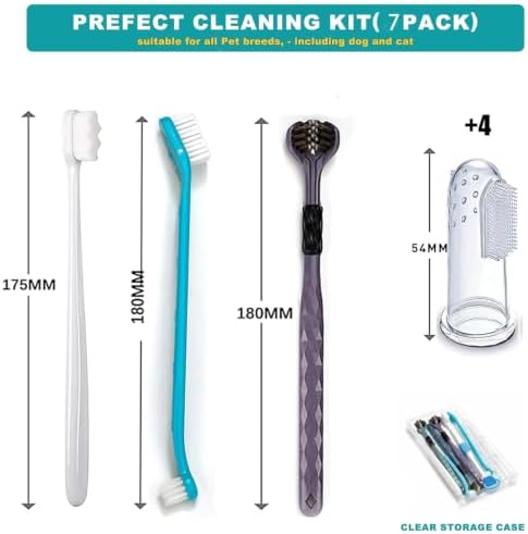 Dog Toothbrush Kit, 360-Degree Finger Three-Sided Design, Replaceable Brush Heads, Easy Teeth Cleaning and Dental Care (7 Pack) - Image 7
