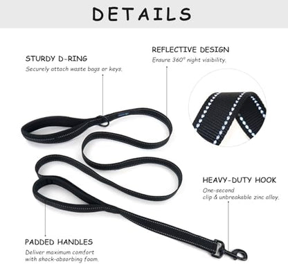 Wagtime Club Heavy Duty Double Handle Dog Leash for Large Medium Small Dogs - Image 2