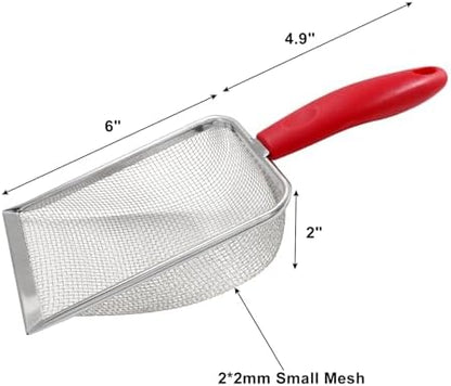 Hordion Cat Litter Scoop Stainless Steel Mesh Scooper, 2mm Mesh, Red - Image 3