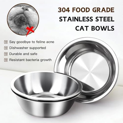 Bamboo Elevated Cat Bowls, 3 Stainless Steel Raised Cat Bowl with Stand, 15°Tilted Cat Feeding Station, Cat Food and Water Bowl Set for Small Cats, Anti Vomitting, Whisker Fatigue (Black) - Image 6