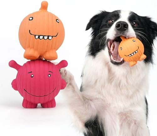 Dog Squeaky Balls Toys Rubber Soft Latex Dog Toys Chewing Squeaky Toy for Puppy Small Medium Pets by Lepawit