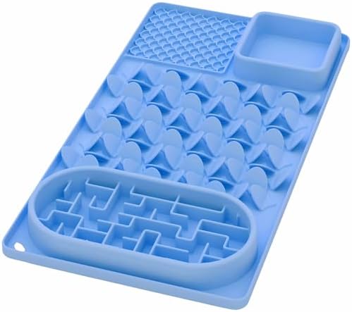 Slow Feeder Bowl for Large dog, Silicone Lick Mat & Snuffle Mat with Suction Cups - Interactive Puzzle Feeder to Slow Eating & Keep Busy, Reduce Vomiting & Relieve Boredom (21"x 11" Light Blue) by Unknown