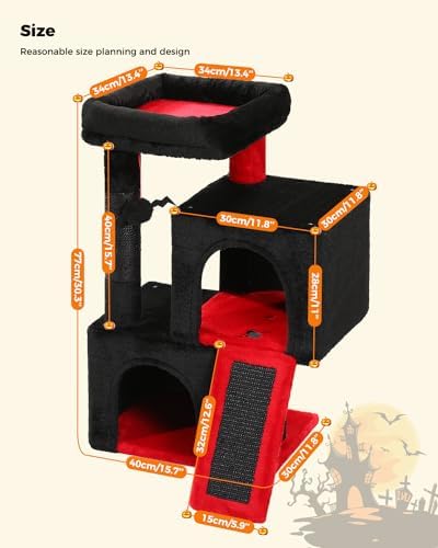 PAWZ Road 30" Cat Tree, Gothic Cat Tower with 2 Condos for Indoor Cats - Image 6
