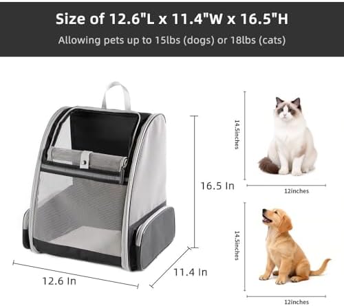 Cat Carrier Soft Sided Pet Carrier Backpack Airline Approved cat Bag for Cats & Dogs - Collapsible, 270° Breathable Design with 1 Pet Poop Bag+ 5 Leak-Proof Pee Pads, Ideal for Small/Medium Pets - Image 5