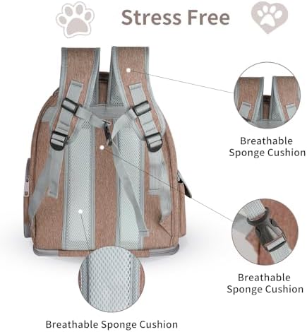 Cat Backpack Carrier for Cats and Small Dogs, Breathable Cat Bubble Backpack, Airline Approved Pet Travel Carrier for Hiking Camping Outdoor(Brown) - Image 6
