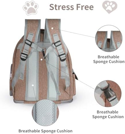 Cat Backpack Carrier for Cats and Small Dogs, Breathable Cat Bubble Backpack, Airline Approved Pet Travel Carrier for Hiking Camping Outdoor(Brown) - Image 6