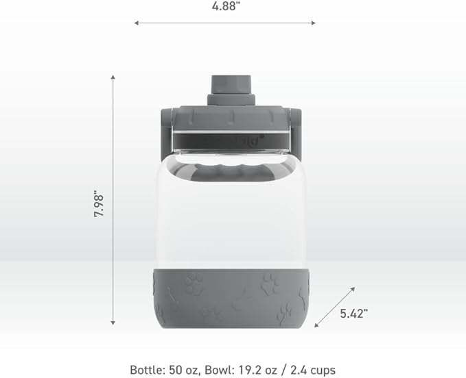 Asobu Buddy Bottle a Stainless Steel Insulated Water Bottle for with Removable Dog Water Bowl and Dog Food and Treat Storage Bowl (Green, 50 Ounce)