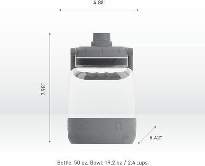 Asobu Buddy Bottle a Stainless Steel Insulated Water Bottle for with Removable Dog Water Bowl and Dog Food and Treat Storage Bowl (Green, 50 Ounce)