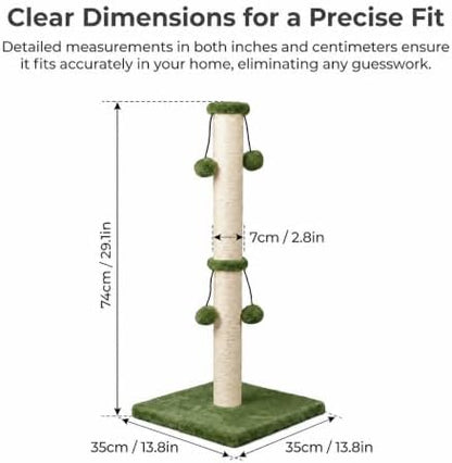 Dimaka Cat Scratching Post, Cat Scratcher for Large Cats with Teasing Toy Ball (Green, 29 inches for All Cats) - Image 2