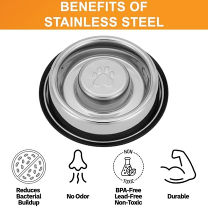 Neater Pet Brands Stainless Steel Slow Feed Bowl - Non-Tip & Non-Skid - Stops Dog Food Gulping, Bloat, Indigestion, and Rapid Eating (1.5 Cup) - Image 6
