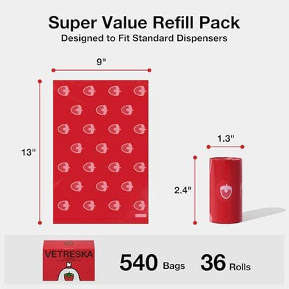 VETRESKA Strawberry Scented Dog Poop Bags, Leak Proof, 540 Counts - Image 6