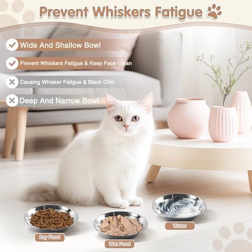 6Pcs Stainless Steel Cat Bowls, Cat Food Bowls, Cat Dishes Whisker Friendly - Image 3