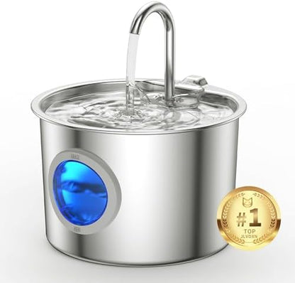 Cat Water Fountain Advanced 304 Stainless Steel 2.2L/74oz with Detachable Tank, Easy to Clean, Automatic Pet Fountain Quiet Cats Water Dispenser, Perfect for Cats Dogs Indoor by Unknown