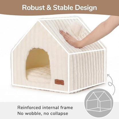 FUKUMARU Cat Bed Cave, Enclosed Washable Covered Dog Bed with Support Frame - Image 2