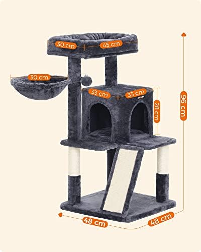 Feandrea Cat Tree, 37.8-Inch Tall Cat Tower, Multi-Level Condo, Smoky Gray - Image 6