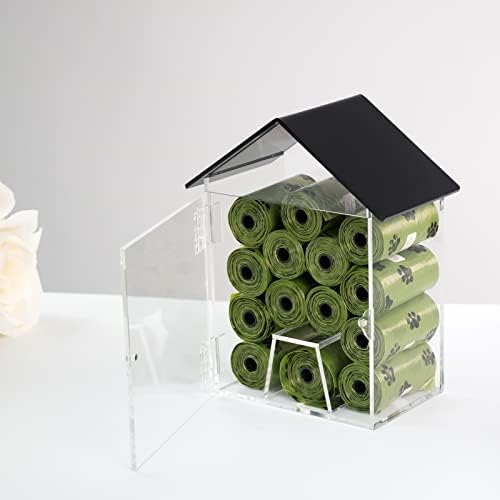 Dog Poop Bag Dispenser, Wall Mount Waterproof Outdoor or Indoor Cat Bag Dispenser Holder, Clear Acrylic Pet Waste Bag Storage Container Station for Home, Yard, Porch, Lawn, Fence (Frame House) - Image 5