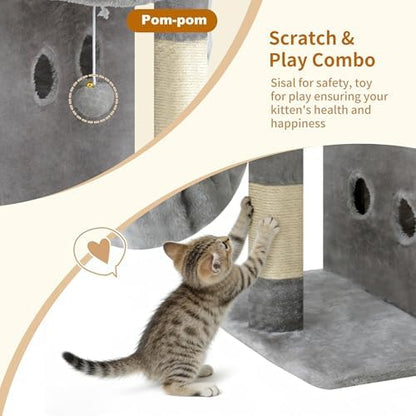Heybly 26.3" Cat Tree for Large Cats with Big Perch & Dual Condos HCT204SW - Image 6