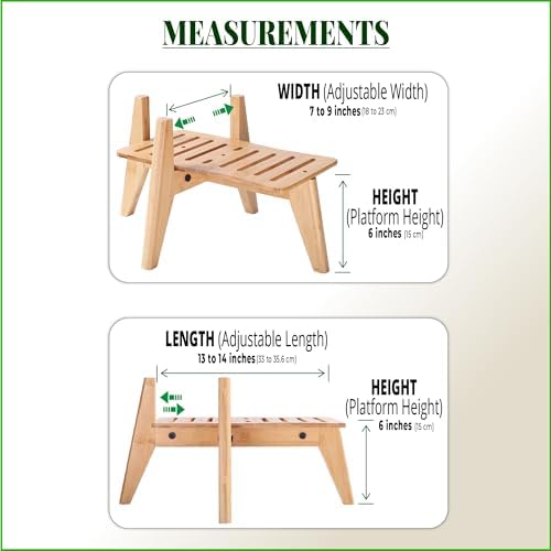 Dog Water and Food Dispenser Stand for Medium Dogs - Adjustable, Bamboo - Image 2