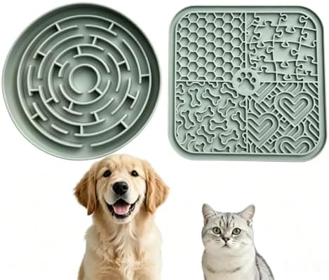 YCT Dog Cat Lick Mat and Slow Feeder Bowl Set, Thickened Food Grade Silicone with Strong Suction Cups, Anxiety Relief Calming Lick Pad for Bathing Grooming Training by YCT