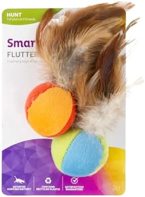 SmartyKat Flutter Balls Catnip Plush and Feather Cat Toys, Erratic Motion for Batting & Pouncing Fun for Cats & Kittens, Set of 2 by SmartyKat