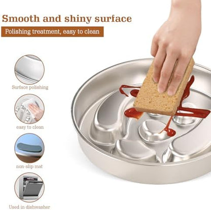 Stainless Steel Slow Feeder Dog Bowls – Non-Slip Metal Dog Bowl for Large & Medium Breeds, Puppy Puzzle Feeder – 2 Cup Capacity for Small to Big Pets – Durable Slow Feed Dog & Cat Food Dish with Mat - Image 3