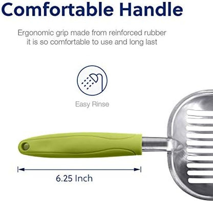 WePet Cat Litter Scoop, Aluminum Alloy Sifter, Kitty Metal Scooper, Deep Shovel, Long Handle, Poop Sifting, Kitten Pooper Lifter, Durable, Heavy Duty, for Litter Box - Image 3